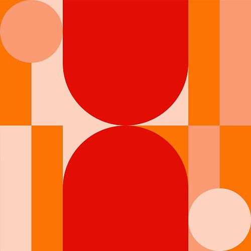 Funky retro geometrische 3. Moderne abstracte kunst in heldere kleuren.