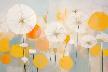 Dandelions and Buttercup Abstract by Caroline Guerain