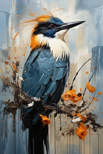 Blue bird and art by Digitale Schilderijen