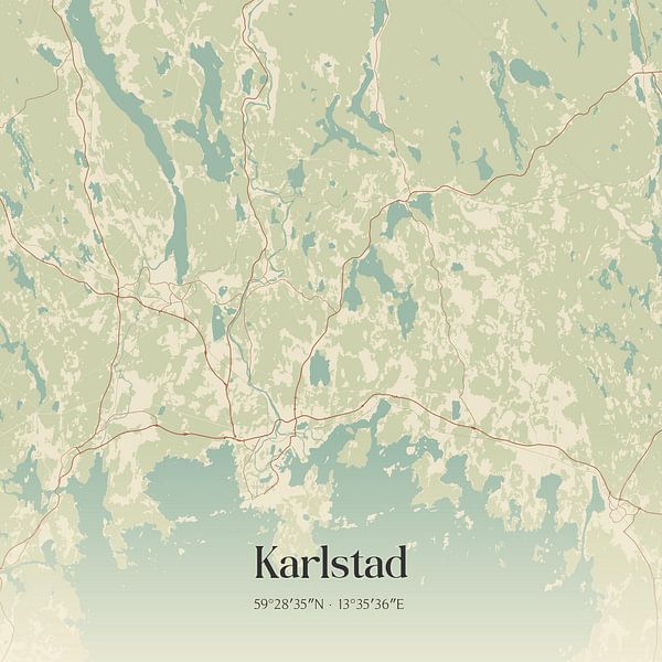 Vintage map of Karlstad, Sweden. by MyCityPoster on canvas, poster ...