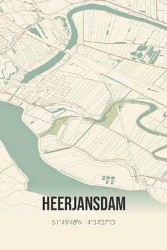 Vintage landkaart van Heerjansdam (Zuid-Holland) van MijnStadsPoster