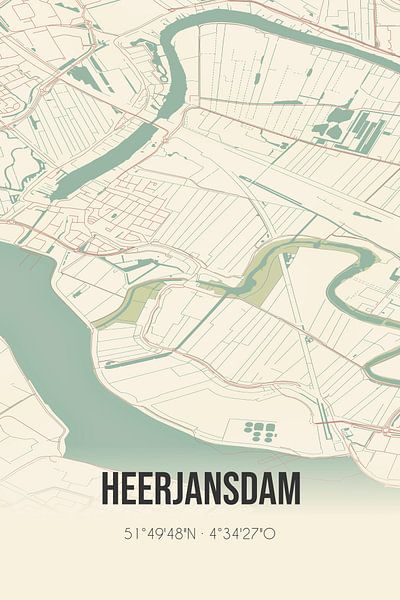 Vintage map of Heerjansdam (South Holland) by Prints of Place