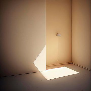 Abstrakter, sonniger Raum mit Lampe von Maarten Knops