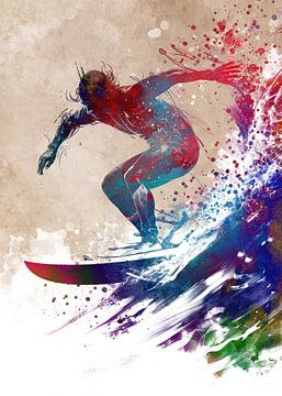 Surfer sport kunst #surfer #sport van JBJart Justyna Jaszke
