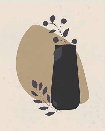 Minimalistisch stilleven met een vaas en twee takken