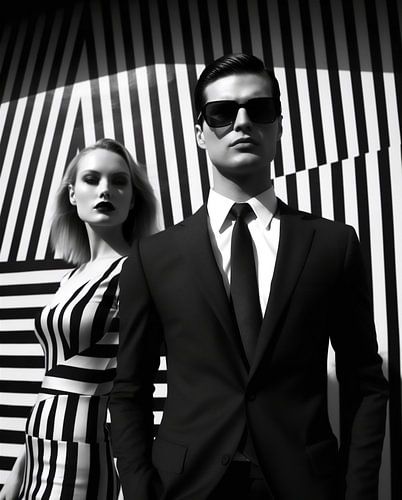 Porträt eines stilvollen Duos in Schwarz-Weiß