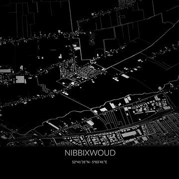 Schwarz-weiße Karte von Nibbixwoud, Nordholland. von Rezona