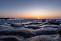 Waddenzee in Sahlenburg bij zonsondergang