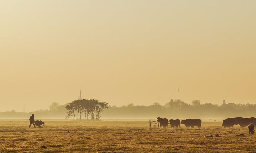 Farmer on his way to his cows by Dirk van Egmond