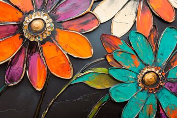 Blooming blaze of colour - steel flowers by Poster Art Shop