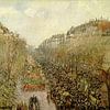 Boulevard Montmartre tijdens Mardi Gras, Camille Pissarro van Meesterlijcke Meesters