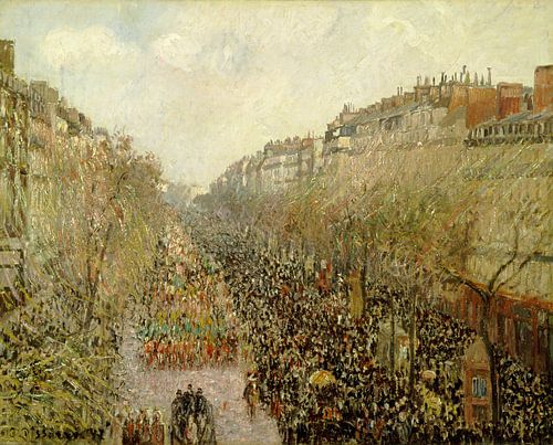 Boulevard Montmartre tijdens Mardi Gras, Camille Pissarro