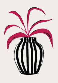 Pink Plant Striped Pot by Tracie Andrews