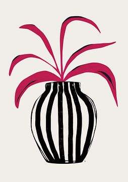 Pink Plant Striped Pot