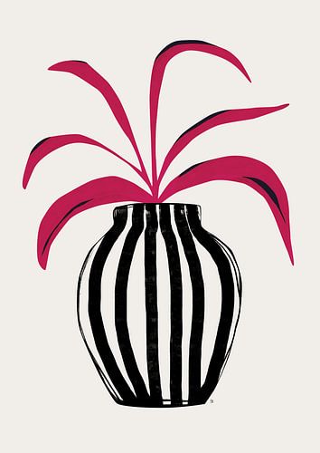 Pink Plant Striped Pot