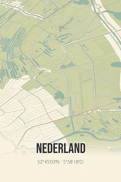 Vintage landkaart van Nederland (Overijssel) van MijnStadsPoster