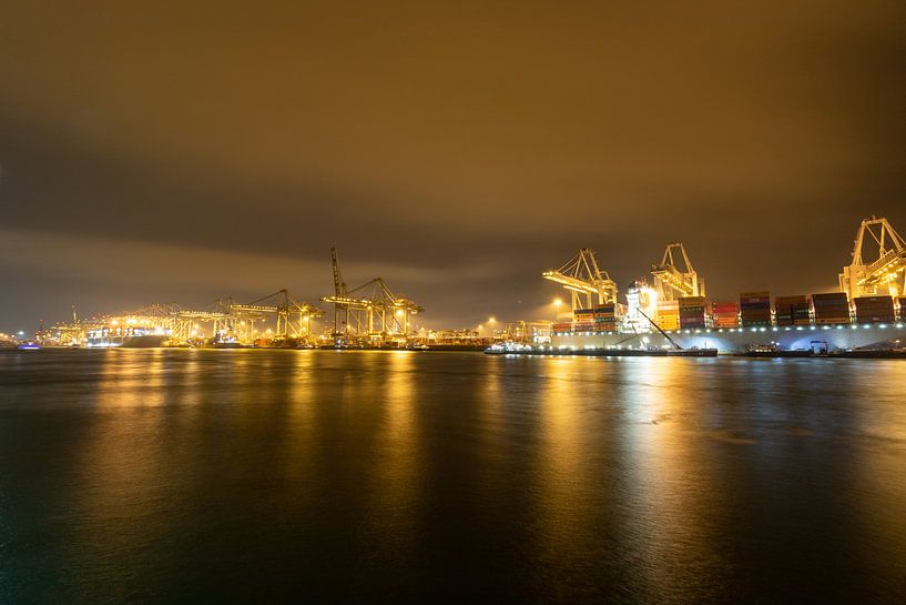 Rotterdamer Hafen bei Nacht von Photo Henk van Dijk