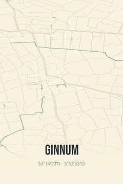 Vintage landkaart van Ginnum (Fryslan) van MijnStadsPoster