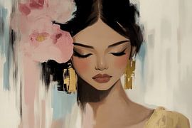 Porträt mit rosa und goldenen Akzenten