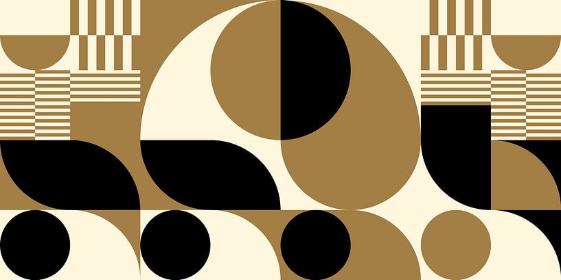 Abstract retro geometric art in gold, black and off white nr.  9 by Dina Dankers