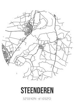 Steenderen (Gelderland) | Landkaart | Zwart-wit van MijnStadsPoster