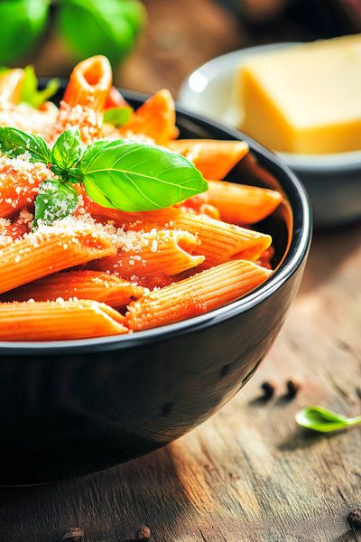 Pasta-Penne mit frischem Basilikum – Köstlich von Poster Art Shop