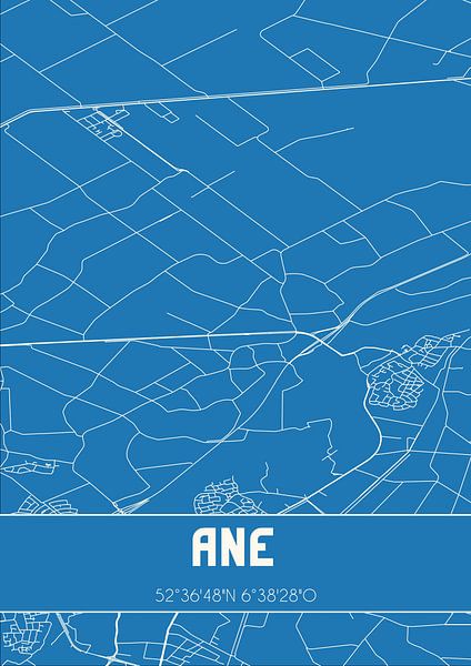 Blueprint | Carte | Ane (Overijssel) par Affiches de lieux