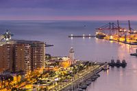 Zonsondergang haven Malaga