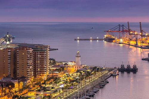 Zonsondergang haven Malaga