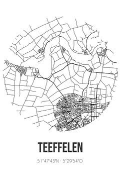 Teeffelen (Nordbrabant) | Karte | Schwarz und Weiß von Rezona