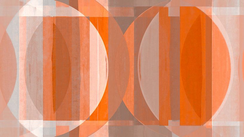 Modern Scandinavian Bauhaus Abstraction Organic Orange by Mad Dog Art