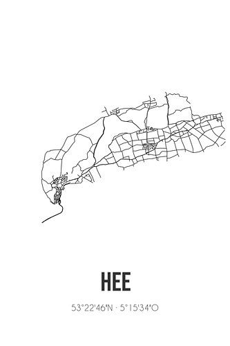 Hee (Fryslan) | Karte | Schwarz und weiß