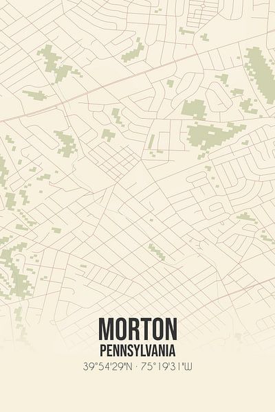 Carte ancienne de Morton (Pennsylvanie), USA. par Affiches de lieux