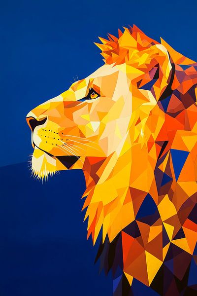 Geometrisch leeuwenportret in kleuren van Poster Art Shop