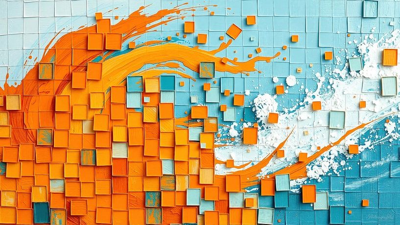 Landscape between flame and wave - An abstract composition of fragments that tell the dialogue between fire and water by AidasignArt