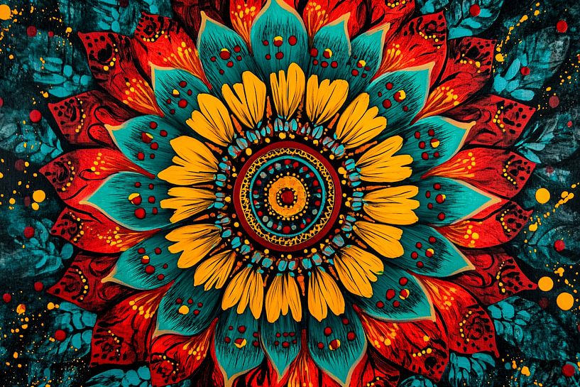 Mandala with colourful floral patterns by Art & Soul Creations