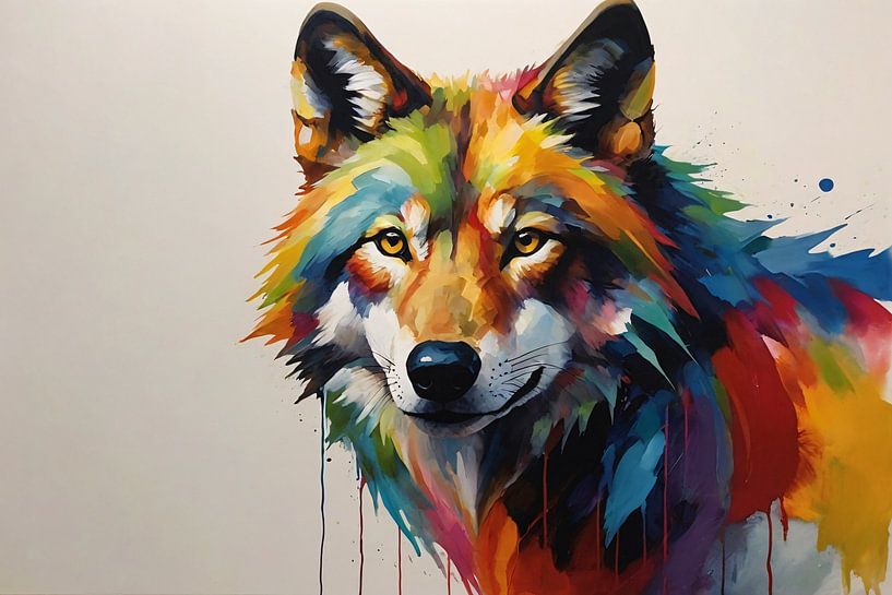 Loup à la fourrure colorée par Art & Soul Creations