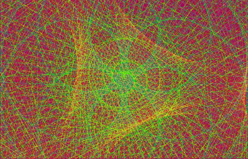 Jeu de Ligne, rouge et vert par Rietje Bulthuis