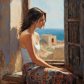 Blick auf das Meer aus der Stube von Poster Art Shop