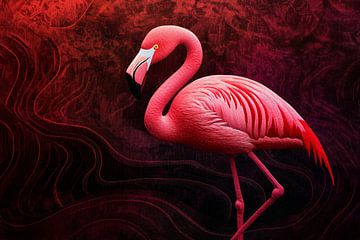 Flamingo in Rode Harmonie van Eva Lee