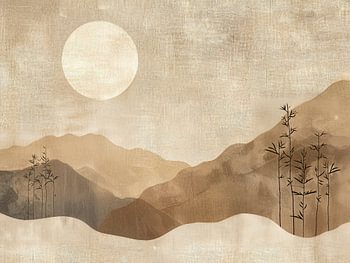 Serene Moon Over Muted Mountains