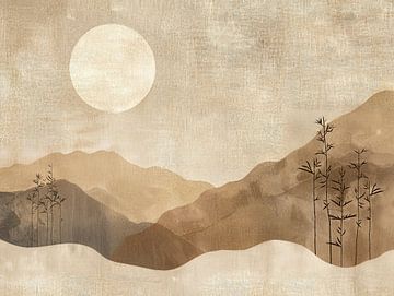 Serene Moon Over Muted Mountains van Modern Collection