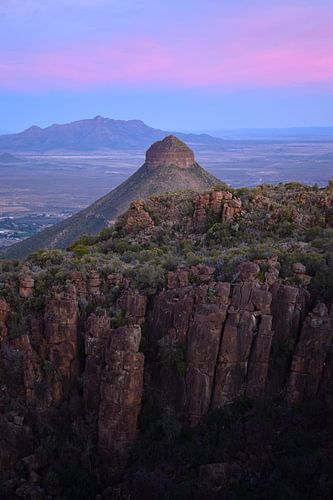Pink sunset at the valley of desolation, South Africa