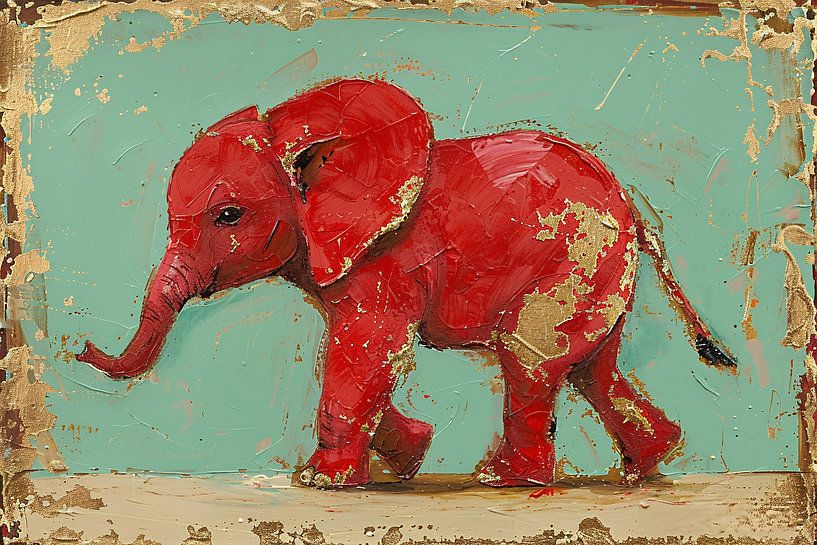 Kleurrijke abstracte schilderij van olifant van Art & Soul Creations