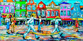 Straat in Alkmaar, kaasdrager van Kleine Atelier