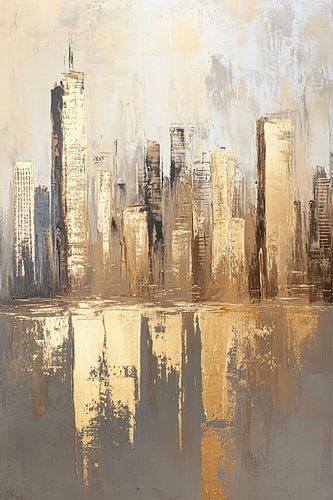 Abstracte stad in gouden tinten