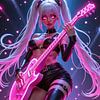 LYRIXA - Sexy Anime Girl playing her guitar by INFERAURUM