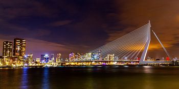 Panorama uitzicht op Erasmusbrug in de nacht