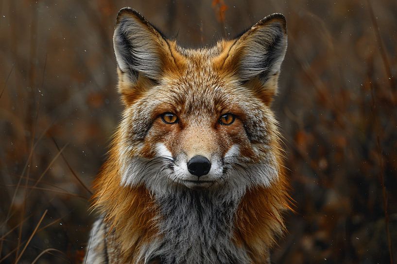 Realistisch portret van een vos in het bos van Art & Soul Creations