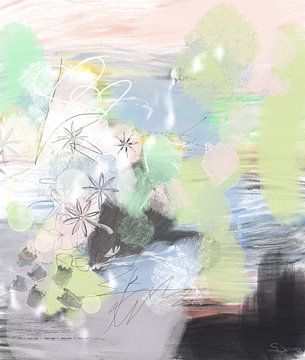 Pasteldroom - betoverend mooi abstract schilderij - ballet van geluk van Susanna Schorr